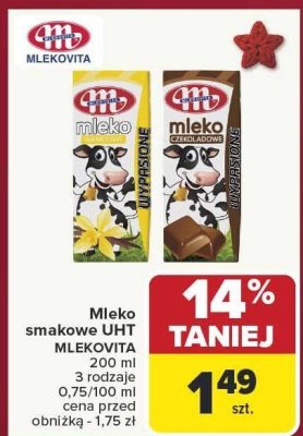 Mleko smakowe UHT MLEKOVITA promocja w Carrefour