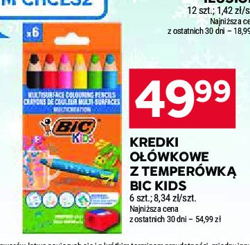 Kredki ołówkowe z temperówką Bic kids promocja w Stokrotka