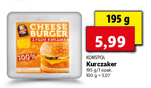 Cheese burger z fileta kurczaka Konspol promocja