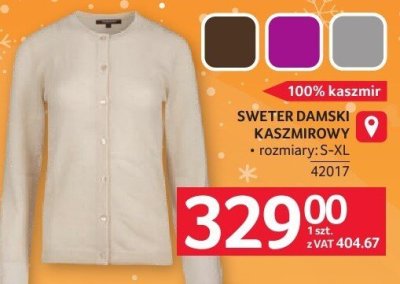 Sweter damski kaszmir 100% promocja w Selgros