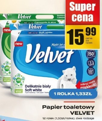 Papier toaletowy VELVET promocja w Supeco