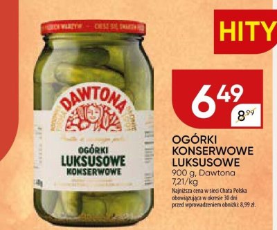 Ogórki konserwowe luksusowe Dawtona promocja w Chata Polska