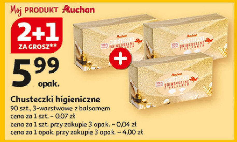 Chusteczki uniwersalne Auchan promocja w Auchan