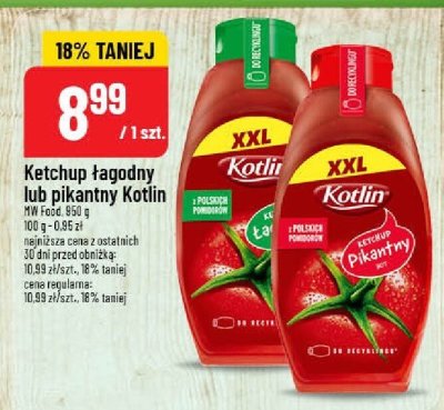 Ketchup łagodny lub pikantny Kotlin promocja w POLOmarket