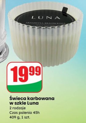 Świeca karbowana w szkle Luna promocja w Dino