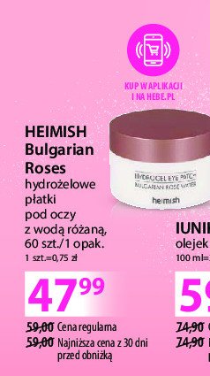 Płatki hydrożelowe pod oczy z wodą różaną Heimish bulgarian rose promocja