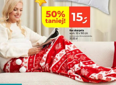 Koc skarpeta wym. 50 x 160 cm promocja w Dealz