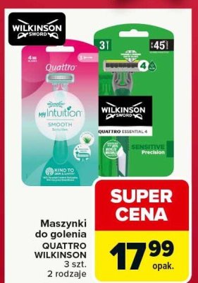 Maszynki do golenia Quattro Wilkinson 3 szt. promocja w Carrefour