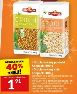 Groch łuskany połówki Konpack, 500 g promocja w Twój Market