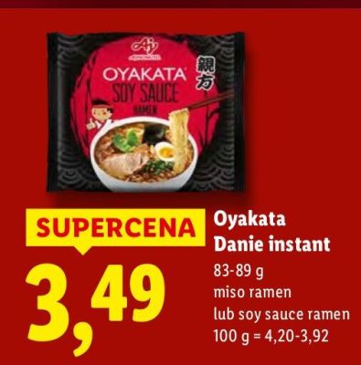 Oyakata Danie instant 83-89 g miso ramen lub soy sauce ramen promocja w Lidl