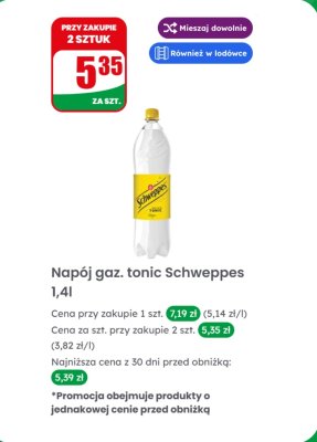 Napój gazowany tonic 1,4 l promocja w Dino