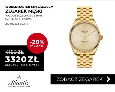 Zegarek męski Worldmaster 51752.45.39GM złoty promocja w Briju