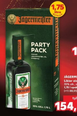 Likier ziołowy JÄGERMEISTER 35% alk. z pompką 1,75 l  promocja w Kaufland