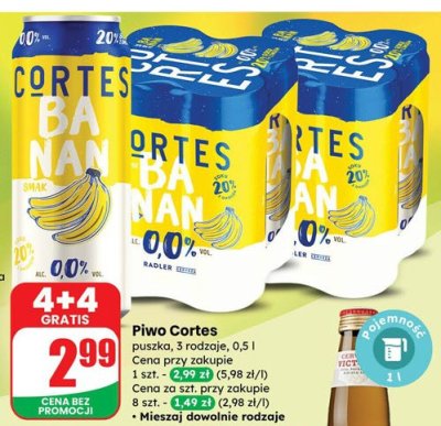 Piwo Cortes puszka 3 rodzaje promocja w Dino
