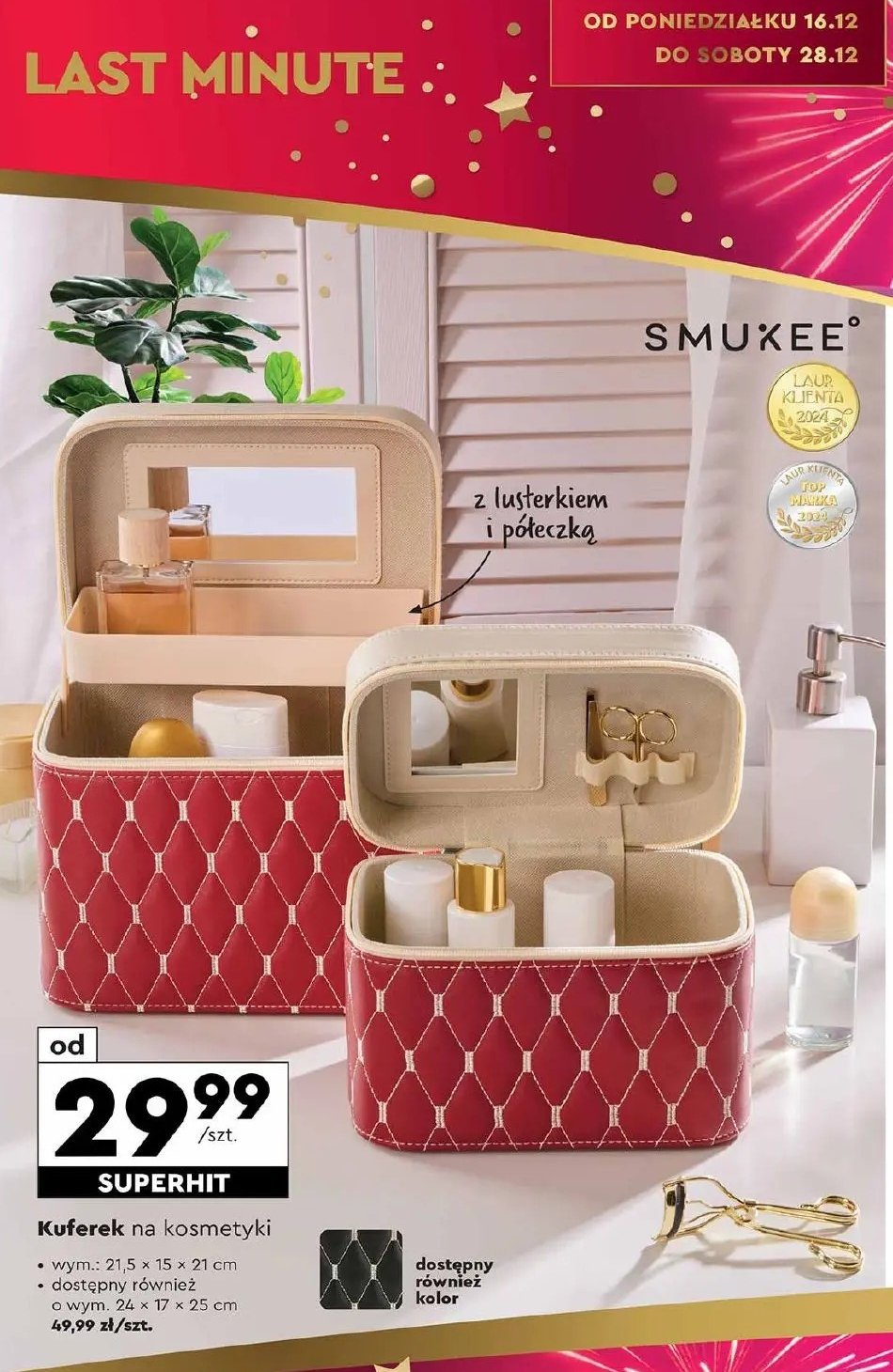 Kuferek na kosmetyki 24 x 17 x 25 cm Smukee home promocja w Biedronka