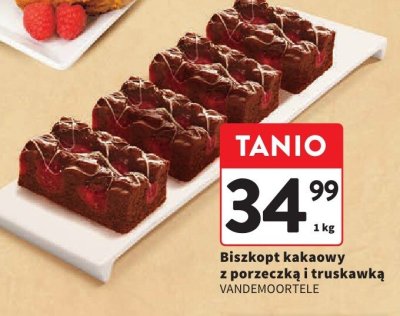 Biszkopt kakaowy z porzeczką i truskawką Vandemoortele promocja w Intermarche
