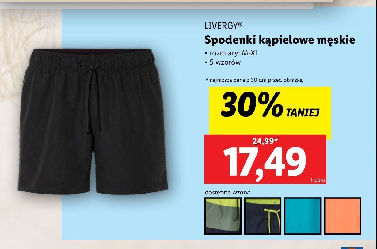 Spodenki kąpielowe m-xl Livergy promocja