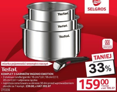 Komplet 3 garnków Tefal Ingenio Emotion promocja w Selgros