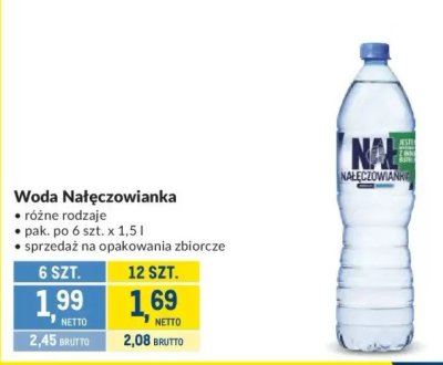 Woda Nałęczowianka różne rodzaje promocja w Makro