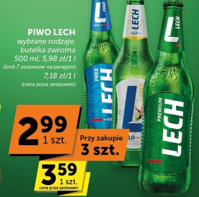 Piwo Lech wybrane rodzaje butelka zwrotna promocja w ABC