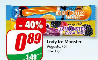 Lody forest fruit Augusto ice monster promocja