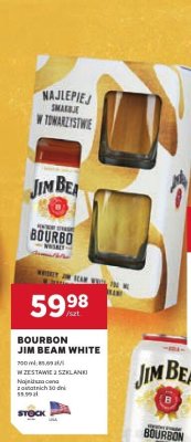 Bourbon Jim Beam White 700 ml w zestawie z 2 szklankami promocja w Stokrotka