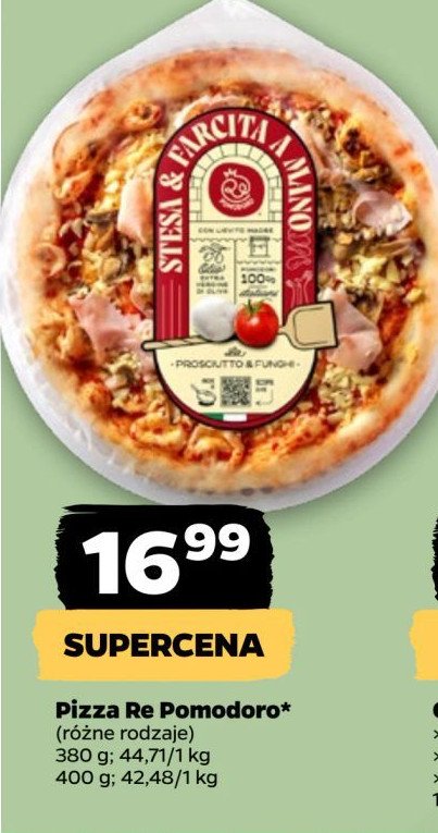 Pizza prosciutto & fungi Re pomodoro promocja w Netto