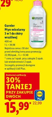 Płyn micelarny Garnier 3 w 1 do skóry wrażliwej promocja w Lidl