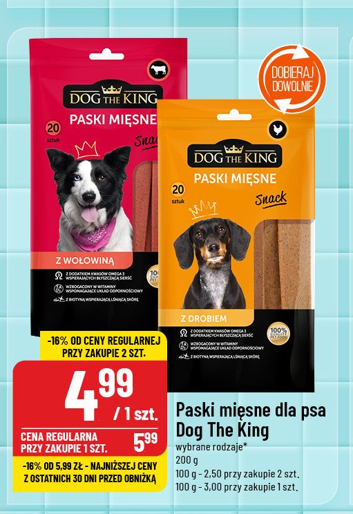 Paski mięsne z drobiem Dog the king promocja