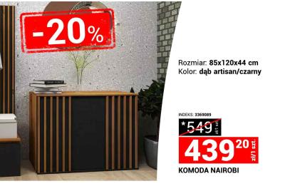 Komoda NAIROBI dąb artisan/czarny 85x120x44 cm promocja w Merkury Market
