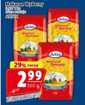 Makaron wyborny różne rodzaje ARTEX promocja w Prim Market