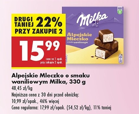 Czekoladki waniliowe Milka alpejskie mleczko promocja