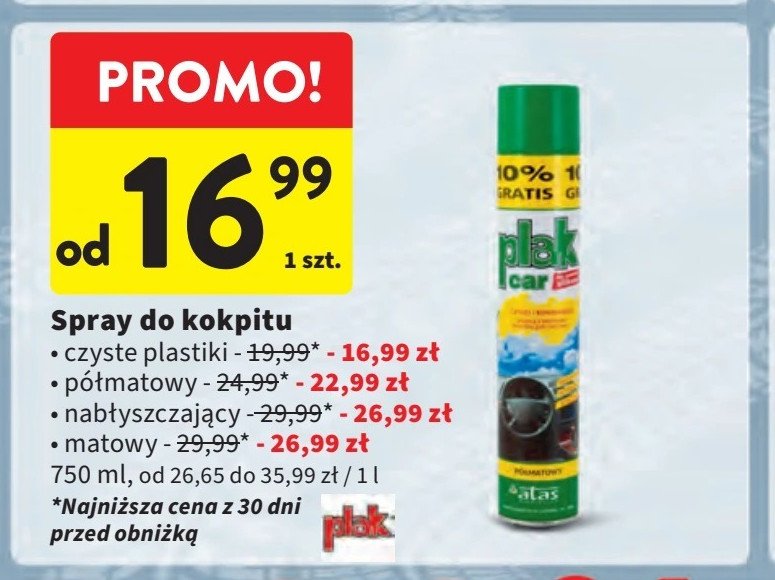 Pianka nabłyszczająca do kokpitu Plak promocja w Intermarche