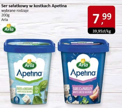 Ser sałatkowy w kostkach Apetina wybrane rodzaje 200g Arla promocja w Market Point