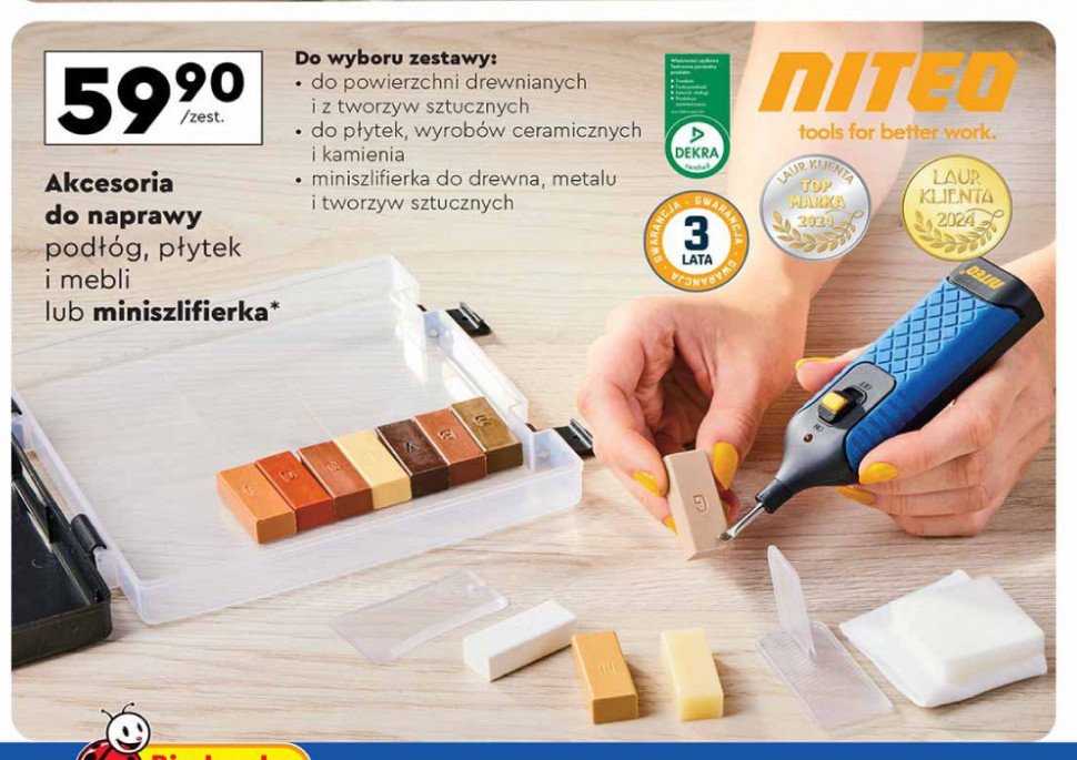 Zestaw naprawczy do płytek wyrobów ceramicznych i kamienia Niteo tools promocja w Biedronka