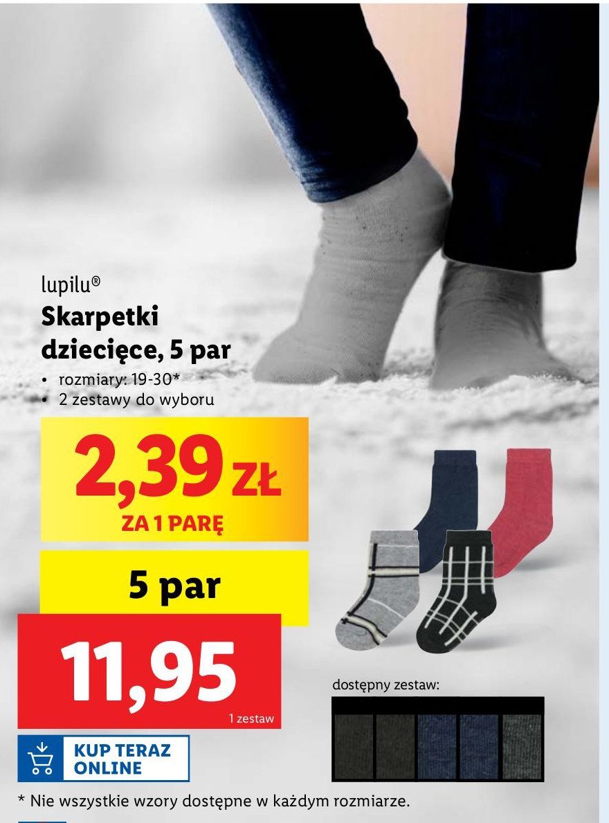 Skarpetki ocieplane 19-30 Lupilu promocja w Lidl