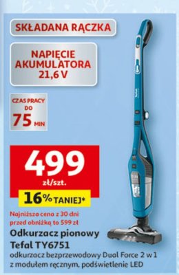 Odkurzacz bezprzewodowy Tefal TY6751 Dual Force 2 w 1 promocja w Auchan