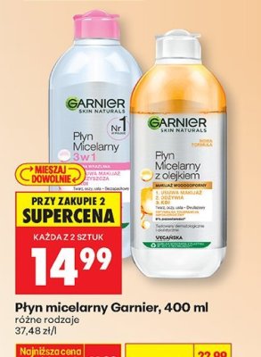 Płyn micelarny Garnier 400 ml, różne rodzaje promocja w Biedronka