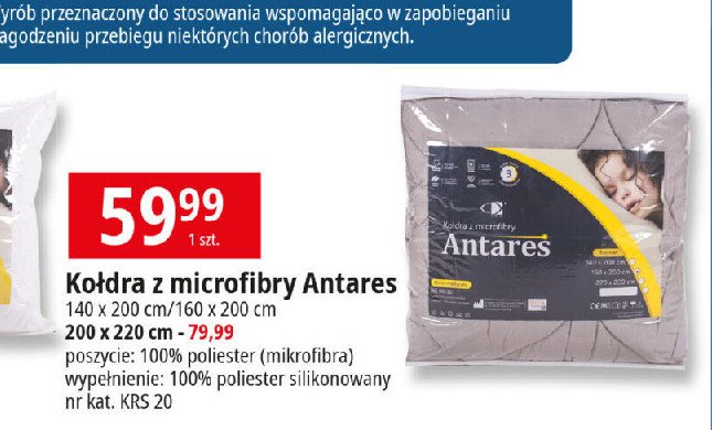 Kołdra antares 140 x 200 cm Amw promocja w Leclerc