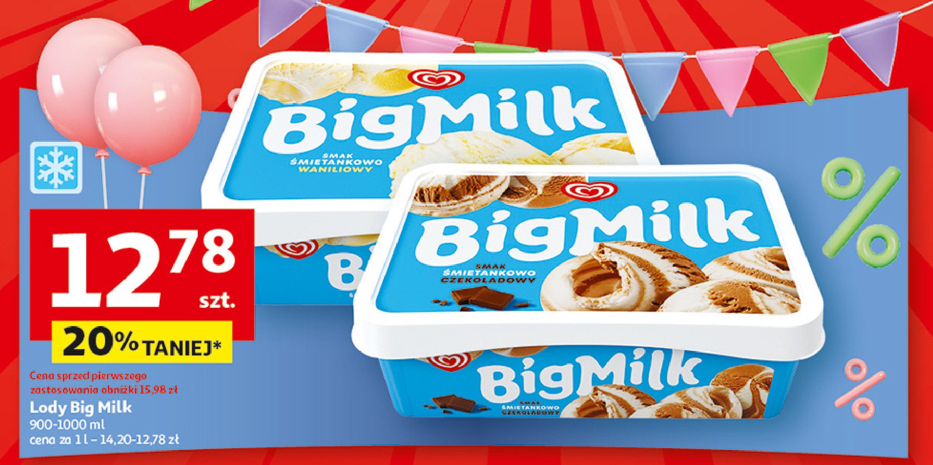 Lody czekolada Algida big milk promocja w Auchan