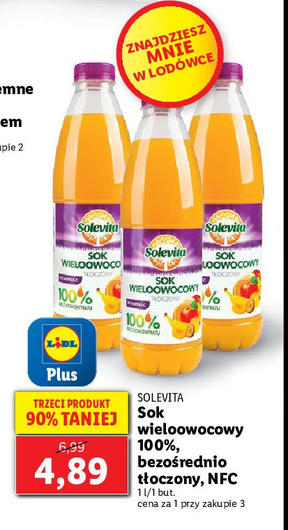 Sok 100% t艂oczony wieloowocowy Solevita promocja