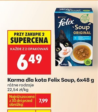 Karma dla kota Felix Soup, 6x48 g, różne rodzaje promocja w Biedronka