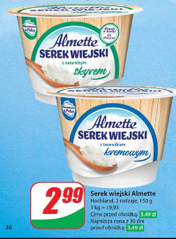 Serek wiejski ze skyrem Hochland almette promocja w Dino