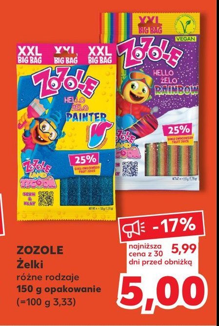 Żelki kwaśne barwiące język o smaku malinowym MIESZKO ZOZOLE PAINTER promocja w Kaufland