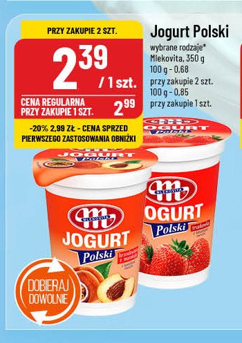 Jogurt brzoskwinia z marakują Mlekovita jogurt polski promocja w POLOmarket