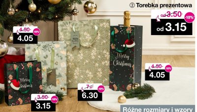 Torebka prezentowa Merry Christmas zielona mała promocja w Woolworth