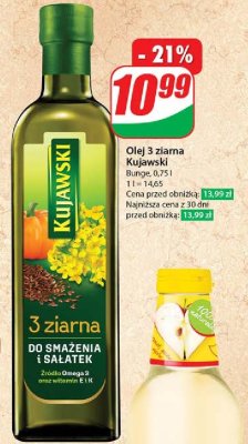 Olej z lnem oraz pestakami dyni Kujawski 3 ziarna Kujawski kruszwica promocja