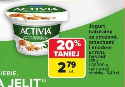 Jogurt Activia naturalny ze zbożami, orzechami i miodem Danone promocja w Carrefour
