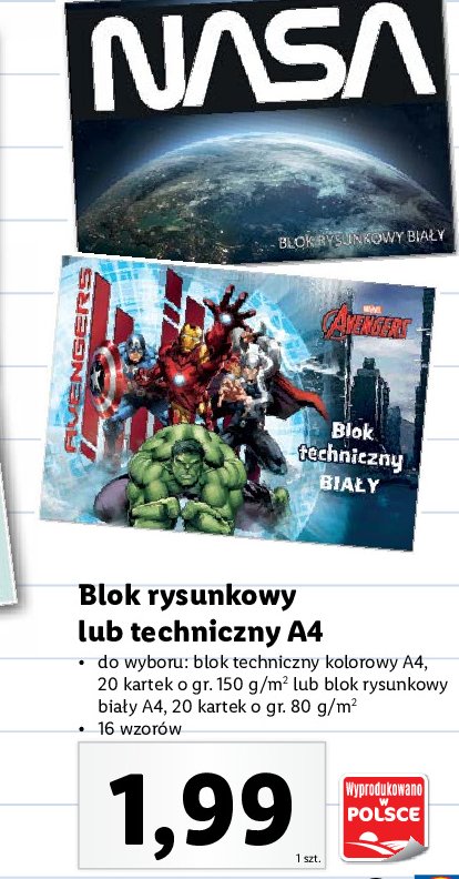 Blok techniczny a4/20 k. avengers Verte promocja