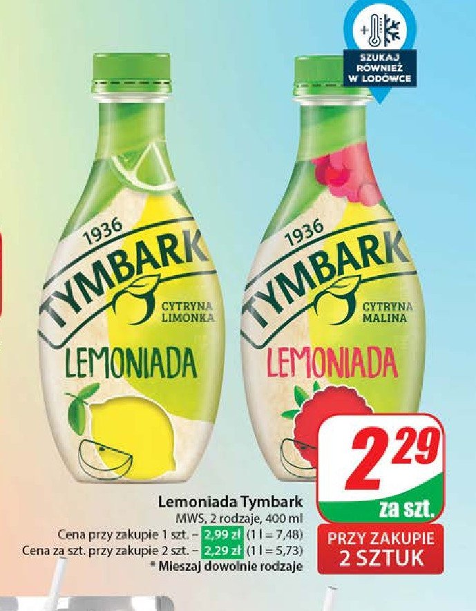 Lemoniada cytryna i malina Tymbark lemoniada promocja w Dino